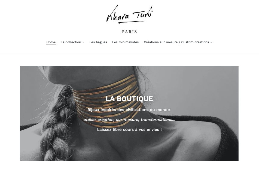 Page d'accueil du e-shop Khara Tuki Paris